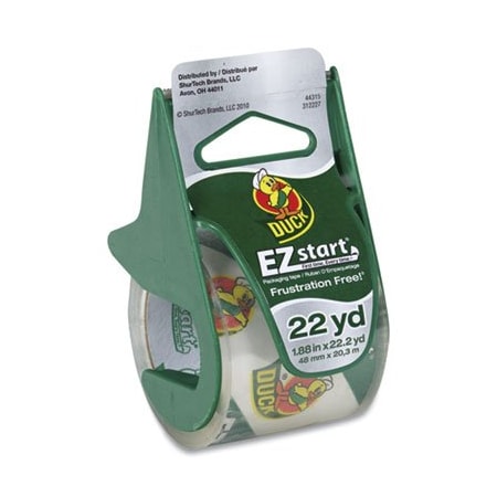 Henkel Duck, EZ START PREMIUM PACKAGING TAPE WITH DISPENSER, 1.5in CORE, 1.88in X 22.2 YDS, CLEAR 07307